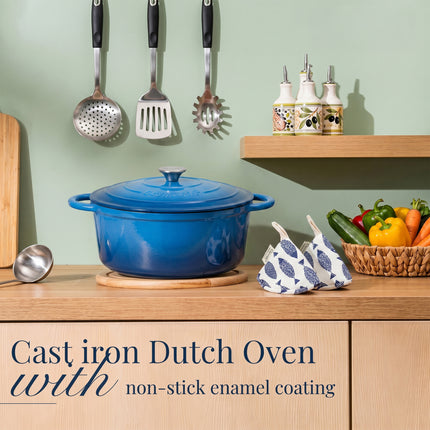 5L Dutch Oven Cast Iron Dish Pot With Lid