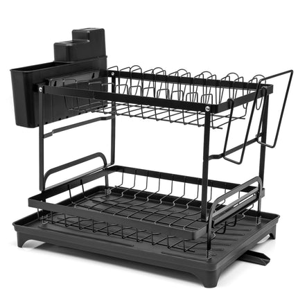 2 Tier Dish Drainer Rack with Drip Tray