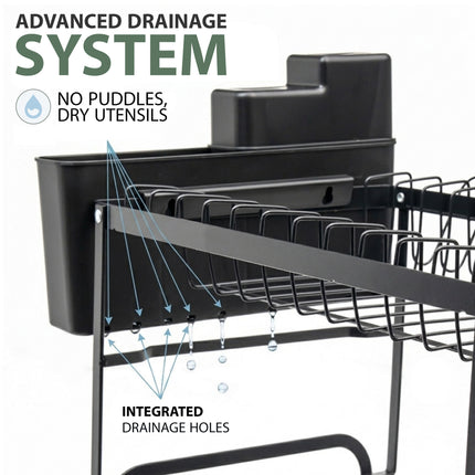 2 Tier Dish Drainer Rack with Drip Tray