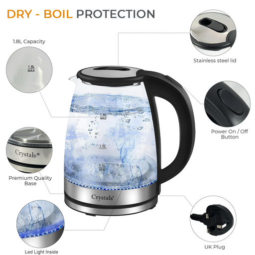 Electric Glass Kettle Dry- Boil Protection