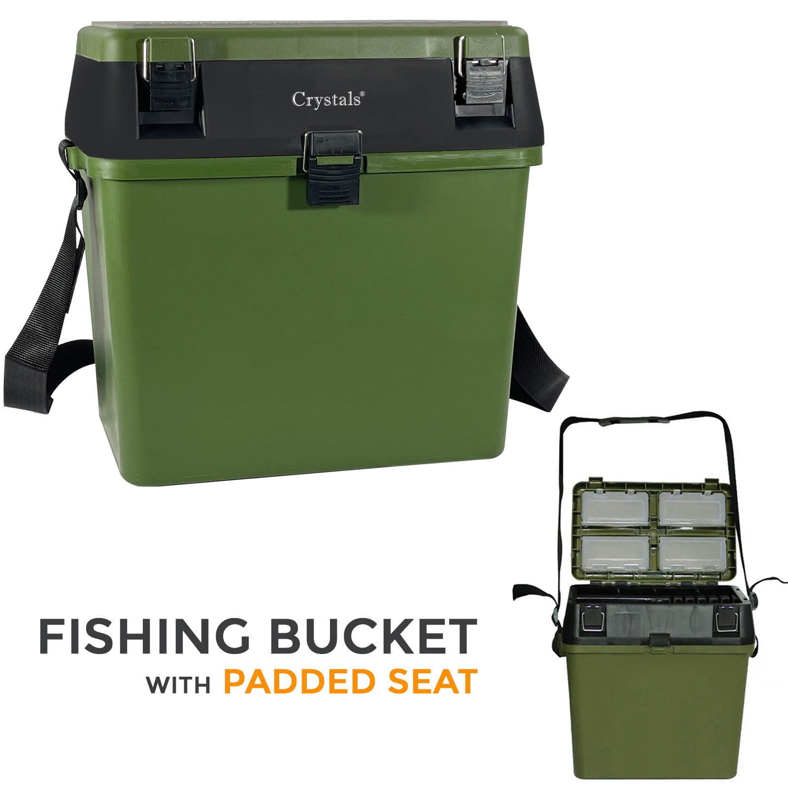 finwick fishing tackle box seat cooler Fishing Tackle Box with Padded Seat & Straps – Brits Home Garden