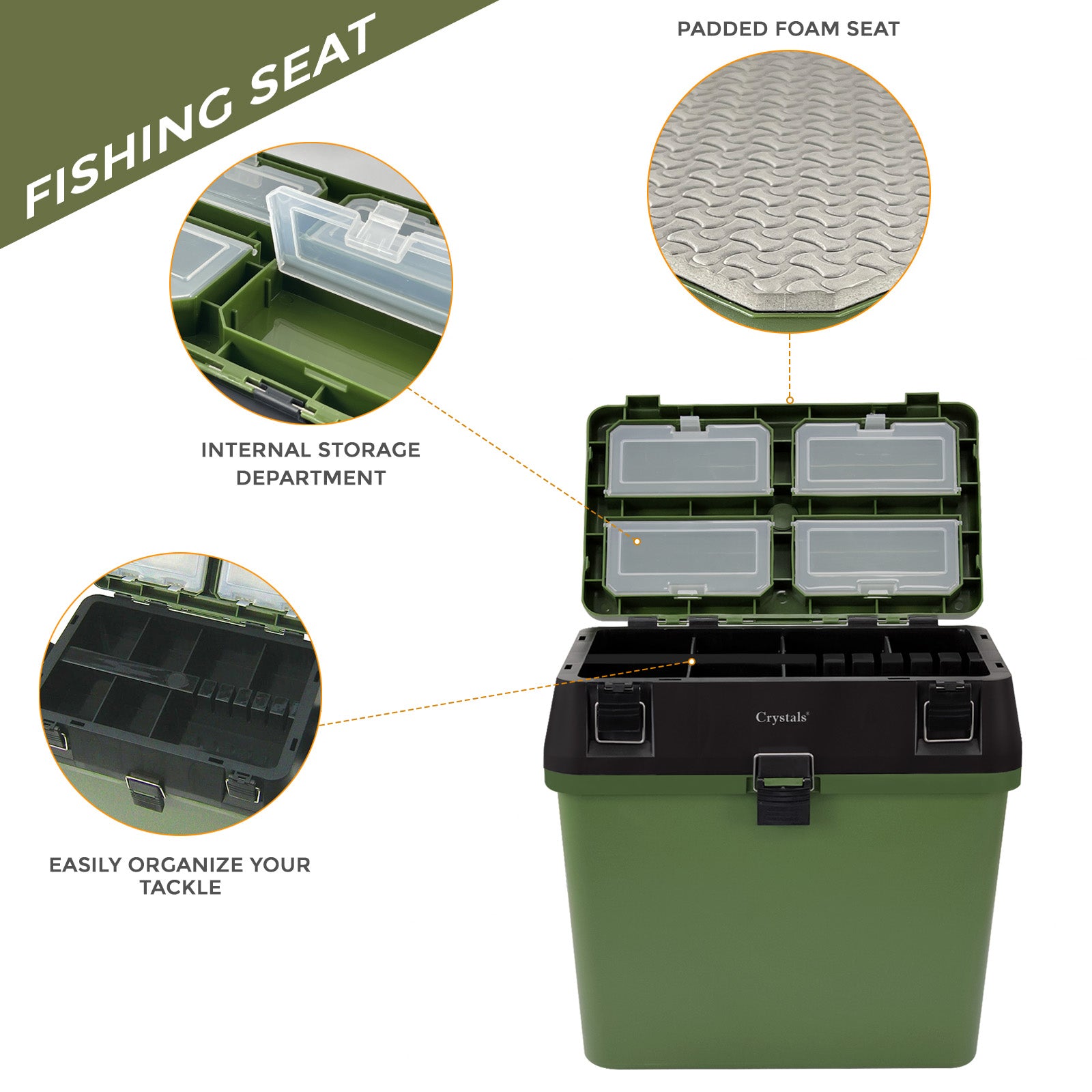 Fishing Tackle Box with Padded Seat & Straps Fishing Tackle Box with Padded Seat & Straps