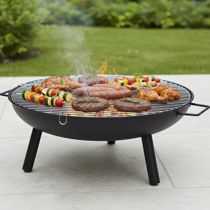 23" Round BBQ Fire Pit with Grill