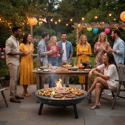 23" Round BBQ Fire Pit with Grill