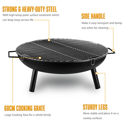 23" Round BBQ Fire Pit with Grill