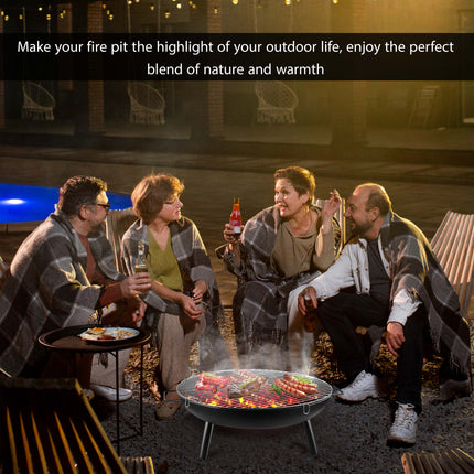 23" Round BBQ Fire Pit with Grill