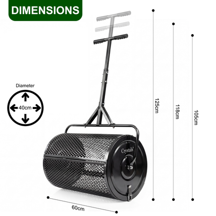 24" Steel Compost Spreader Roller