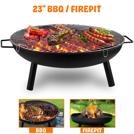 Portable Patio Round Fire Pit - 23"  Black