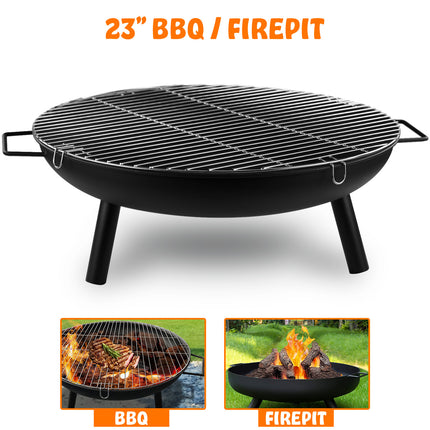 Portable Patio Round Fire Pit - 23"  Black
