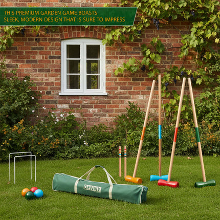 4 Player Full Size Wooden Croquet Set