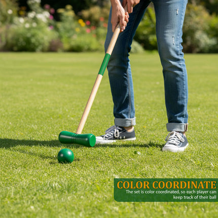 4 Player Full Size Wooden Croquet Set