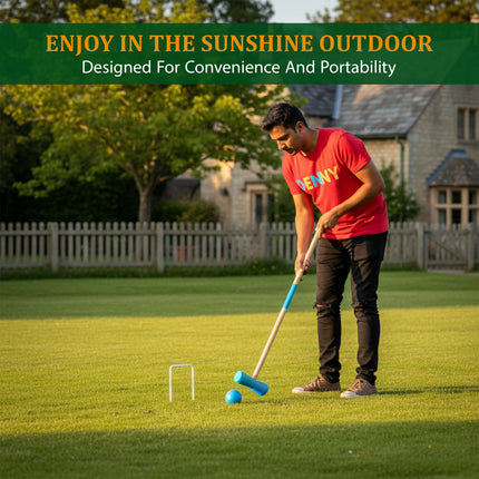 4 Player Full Size Wooden Croquet Set