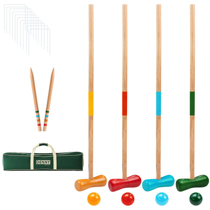 4 Player Full Size Wooden Croquet Set