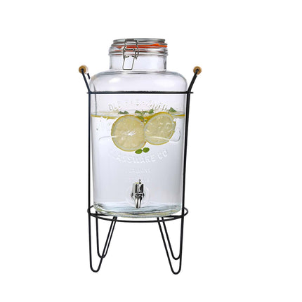 8L Glass Drinks Dispenser with Metal Stand