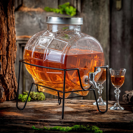8L Glass Drinks Dispenser on Metal Stand