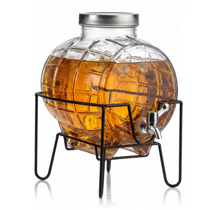8L Glass Drinks Dispenser on Metal Stand