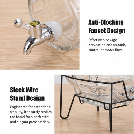 8L Glass Drinks Dispenser on Metal Stand