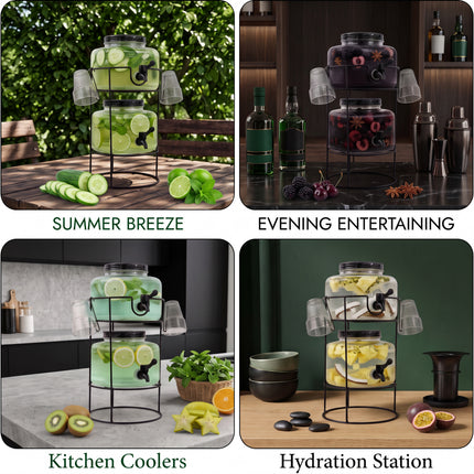 Dual Glass Beverage Drinks Dispenser