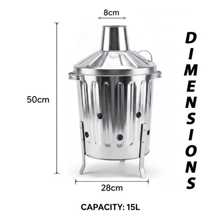 15L Mini Galvanised Incinerator