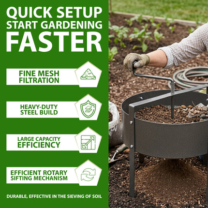 18L Rotary Garden Soil Sieve Compost Sifter