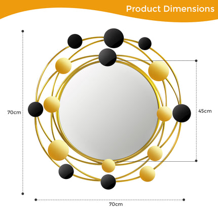 Gold Framed Circle Mirror - 75 cm