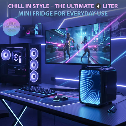 4L Mini Fridge with LED Mirror