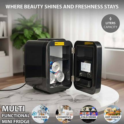 4L Mini Fridge with LED Mirror