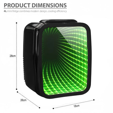 4L Mini Fridge with LED Mirror