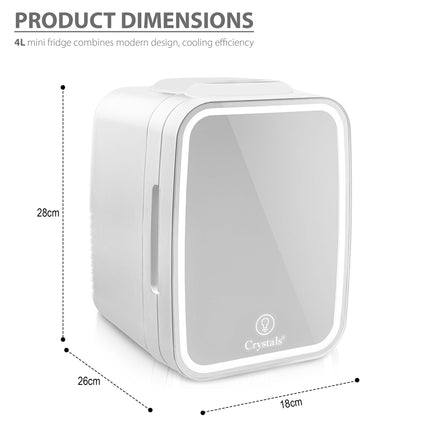 4L Mini Fridge with LED Mirror