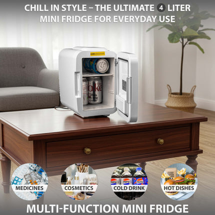 4L Mini Fridge with LED Mirror