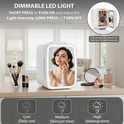 4L Mini Fridge with LED Mirror