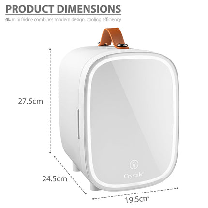 4L Mini Fridge with LED Mirror