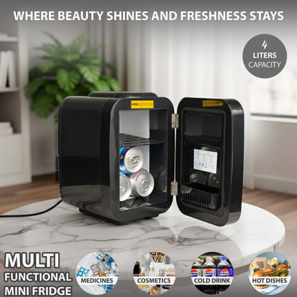 4L Mini Fridge with Mirror & Remote