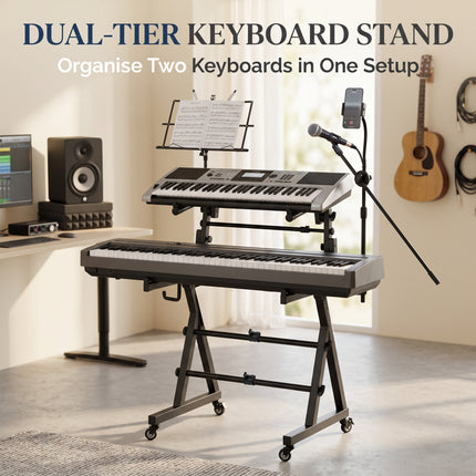 2 Tier Keyboard Z-Stand Mic & Phone Holder