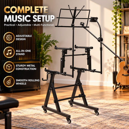 2 Tier Keyboard Z-Stand Mic & Phone Holder