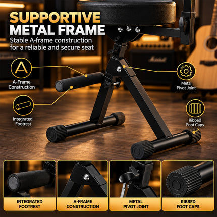 Padded Guitar Stool with Backrest
