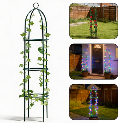 1.9m Outdoor Garden Metal Obelisk Trellis