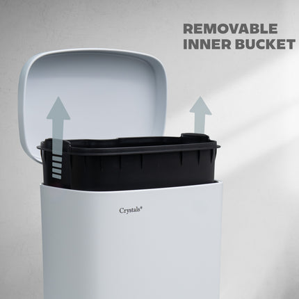 30L Rectangular Stainless Steel Pedal Bin with Soft Close Lid