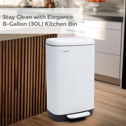30L Rectangular Stainless Steel Pedal Bin with Soft Close Lid