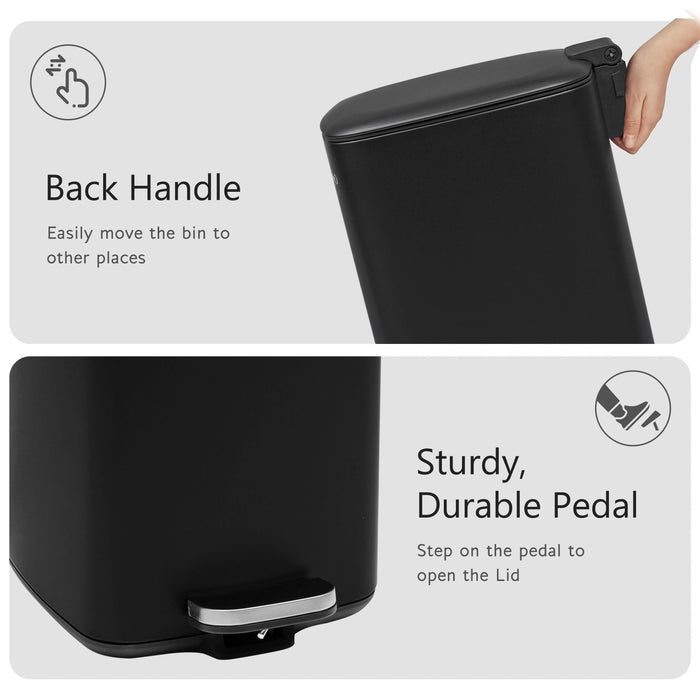 Black 30L Stainless Steel Pedal Bin with Soft Close Lid