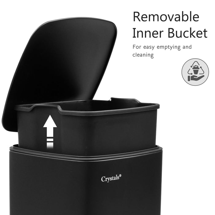 Black 30L Stainless Steel Pedal Bin with Soft Close Lid