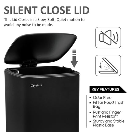 Black 30L Stainless Steel Pedal Bin with Soft Close Lid
