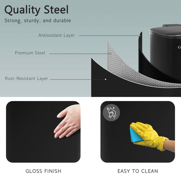 Black 30L Stainless Steel Pedal Bin with Soft Close Lid