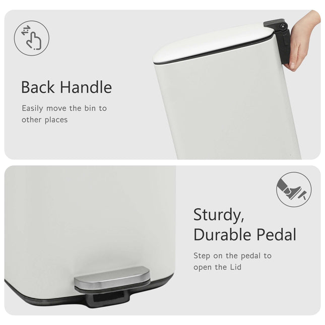 30L Square Pedal Bin – Stainless Steel, Soft-Close Lid