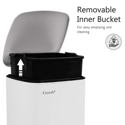 30L Square Pedal Bin – Stainless Steel, Soft-Close Lid