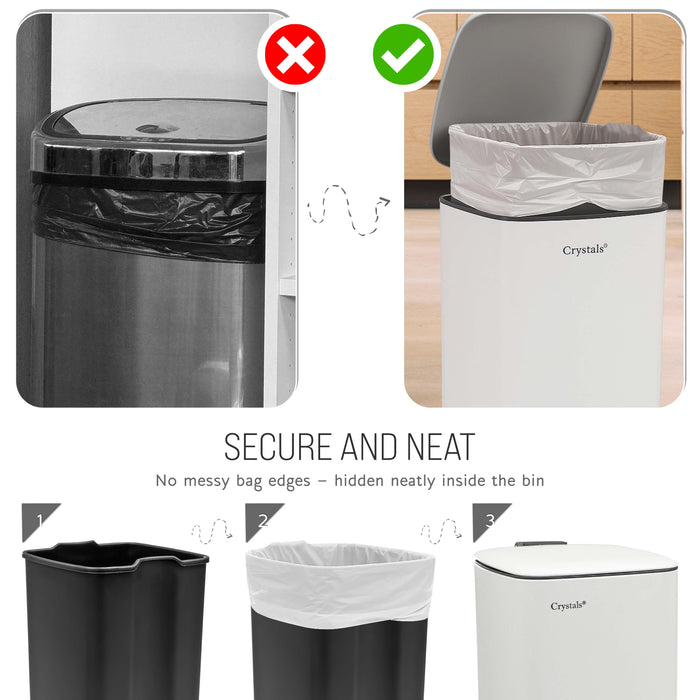 30L Square Pedal Bin – Stainless Steel, Soft-Close Lid