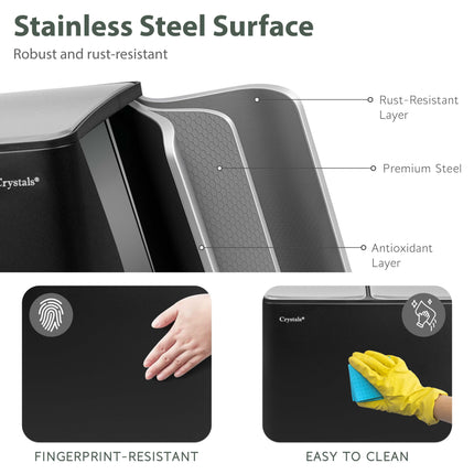 60L Dual Compartment Pedal Bin Black