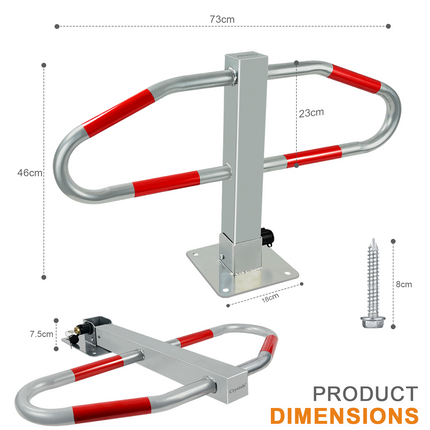 Foldable Parking Barrier Bollard - 73 x 18 x 46 cm