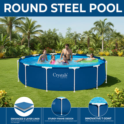 Crystals Steel Pro Swimming Pool Blue, 12 Feet x 30 Inches