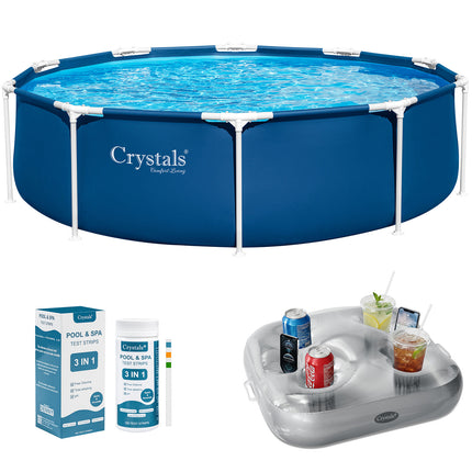 12 Feet Swimming Pool with Drink Holder & Test Strips